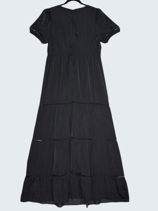 Forever 21 Women's Black Maxi Short Sleeve Crochet Lace Tiered Dress Size XL - Picture 4 of 12